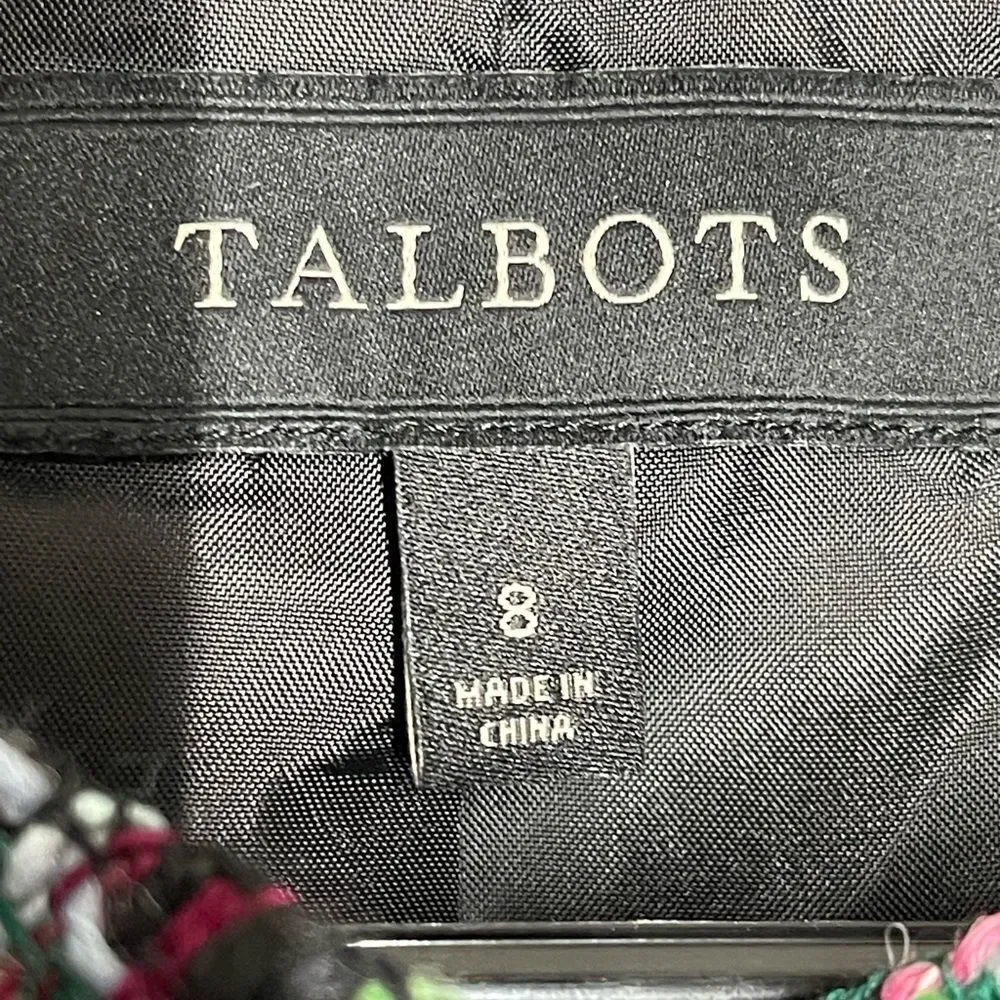 Talbots black‎ and multi color tweed blazer 3 button, size 8